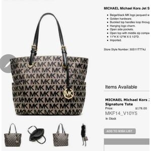 Michael Kors Black and Tan Signature Tote